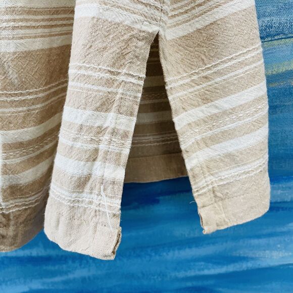 Caran New York Button Front Blouse Linen Sz 2X Roll Tabbed Sleeves Tunic VTG 2X - Picture 8 of 16